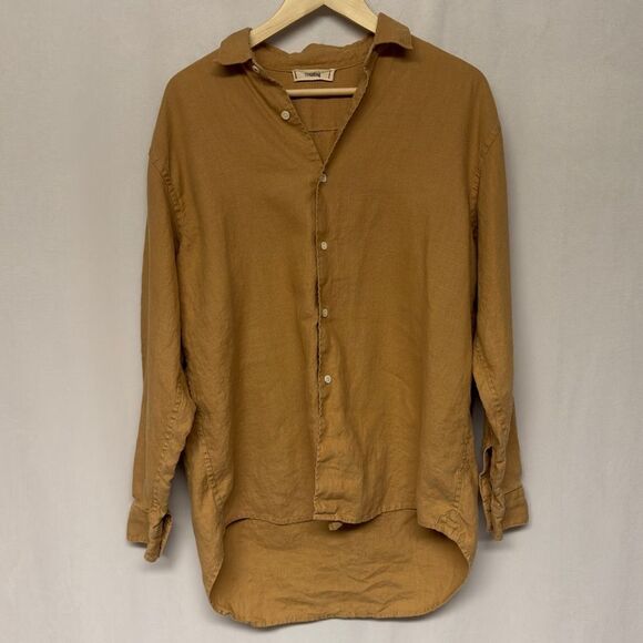 The Salting 100% Linen Button Up Tan Size 1 (Unisex Women Large/ Men Medium) - Picture 1 of 9